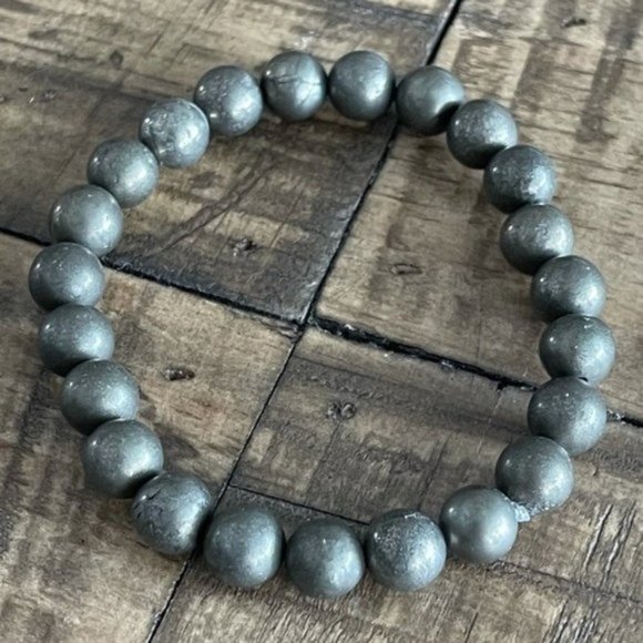 8mm Pyrite Stretch Bead Bracelet